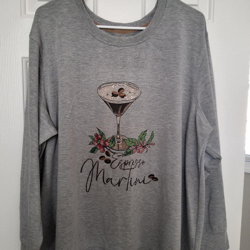 Espresso Martini Graphic‎ Sweatshirt - Light Gray